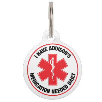 Médaillon Pour Animaux Maladie d'Addison Alerte Médicale Médicaments Néce