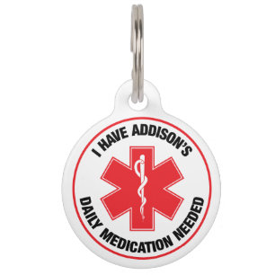 Médaillon Pour Animaux Maladie d'Addison Alerte Médicale Médicaments Quot