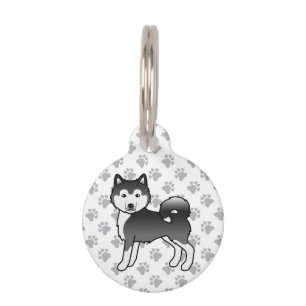 Médaillon Pour Animaux Malamute d'Alaska noir et blanc Chien de dessin an