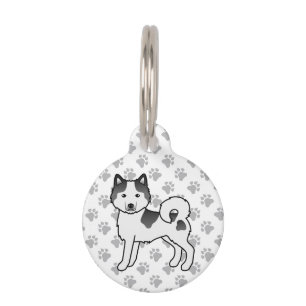 Médaillon Pour Animaux Malamute d'Alaska pie noir mignon chien de dessin