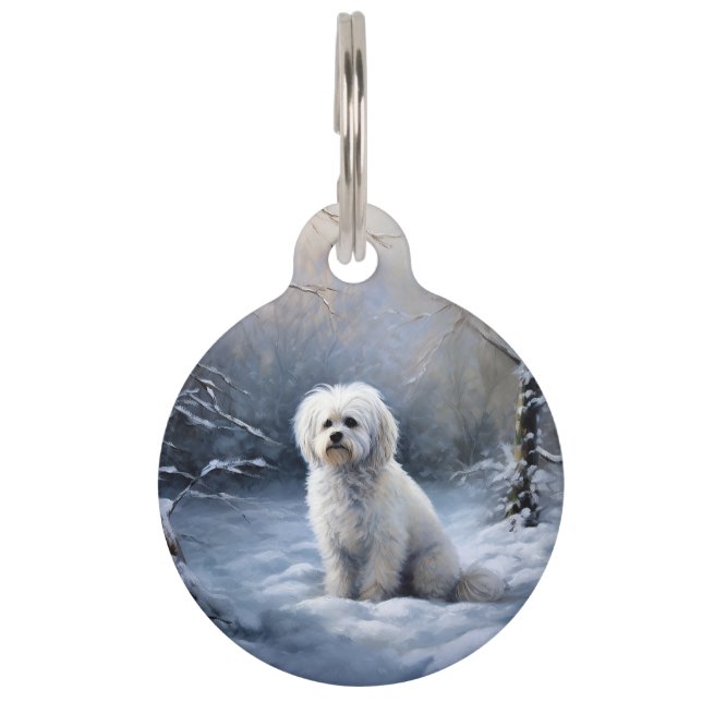 Médaillon Pour Animaux Maltais Laisser Neige Noël (Devant)