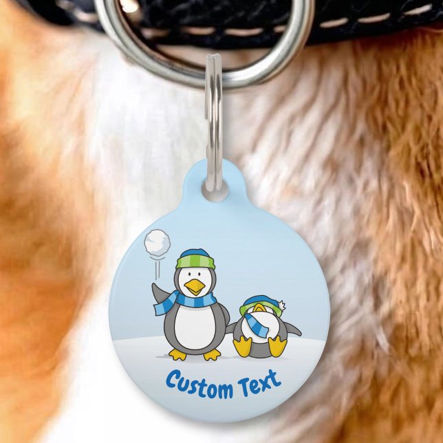 Médaillon Pour Animaux Manchots qui se lancent des boules de neige (Créateur téléchargé)