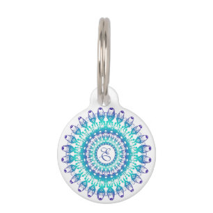 Médaillon Pour Animaux mandala ethnique de turquoise