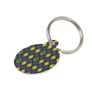 Médaillon Pour Animaux Mardi Gras Motif Diamond Avec Fleur De Lis