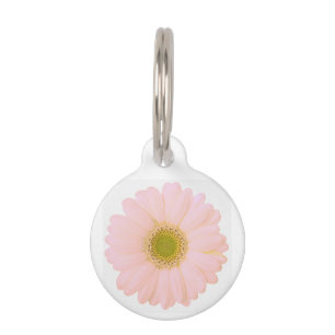 Médaillon Pour Animaux Marguerite rose-clair sur le blanc personnalisé