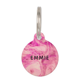 Médaillon Pour Animaux Marque rose Nom personnalisé