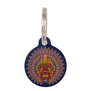 Médaillon Pour Animaux Masque rituel du roi guerrier tribal