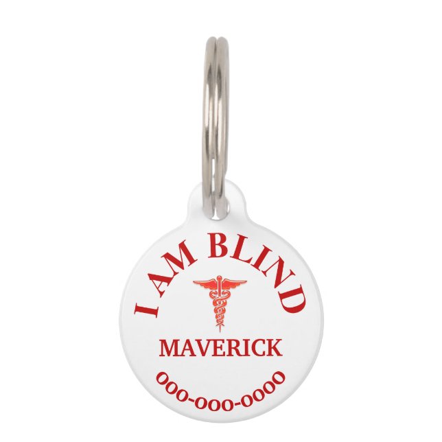 Médaillon Pour Animaux Médecine de l'animal de compagnie aveugle (Devant)