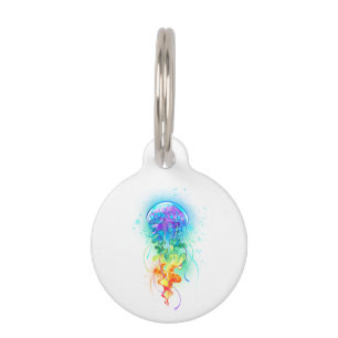 Médaillon Pour Animaux Méduse arc-en-ciel