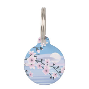 Médaillon Pour Animaux Mer de paysage de fleurs de cerisier
