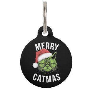 Médaillon Pour Animaux Merry Catmas Funny Amoureux de les chats Noël