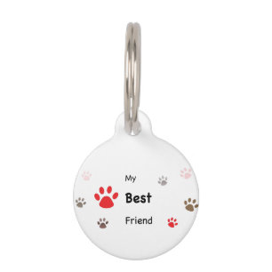 Médaillon Pour Animaux Mes meilleurs amis Empreintes de pattes avec nom e
