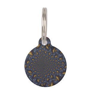 Médaillon Pour Animaux Métal Moulé or et argent bleu