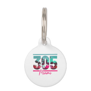 Médaillon Pour Animaux Miami 305 indicatif régional Floride Vintage Palmi