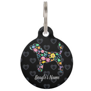 Médaillon Pour Animaux Mignon Amour Mon Beagle Dessin Floral