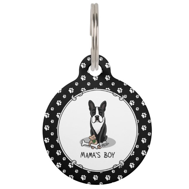 Médaillon Pour Animaux Mignon garçon à sa maman Boston Terrier (noir) (Devant)