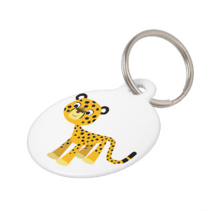 Médaillon Pour Animaux Mignon porte-clés cartoon guépard heureux