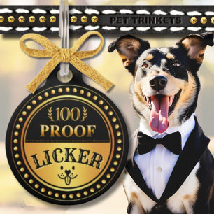 Médaillon Pour Animaux Mignonne Bleu Noir et Or 100 Proof Licker