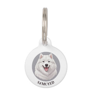 Médaillon Pour Animaux Mignonne Souriant Samoyed Chien