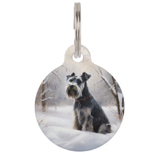 Médaillon Pour Animaux Miniature Schnauzer Laissez Tomber Neige Noël