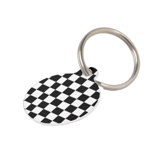 Médaillon Pour Animaux Minimaliste Rétro à Carreaux – Streetwear Monochro