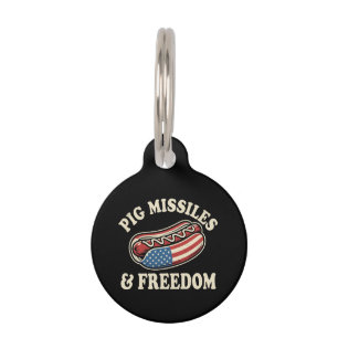 Médaillon Pour Animaux Missiles de porc et hot-dog patriotique vintage
