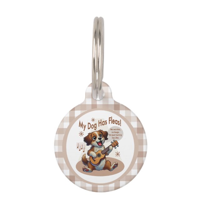Médaillon Pour Animaux Mon Chien A Fleas Ukulele Tuning Chanson (Devant)