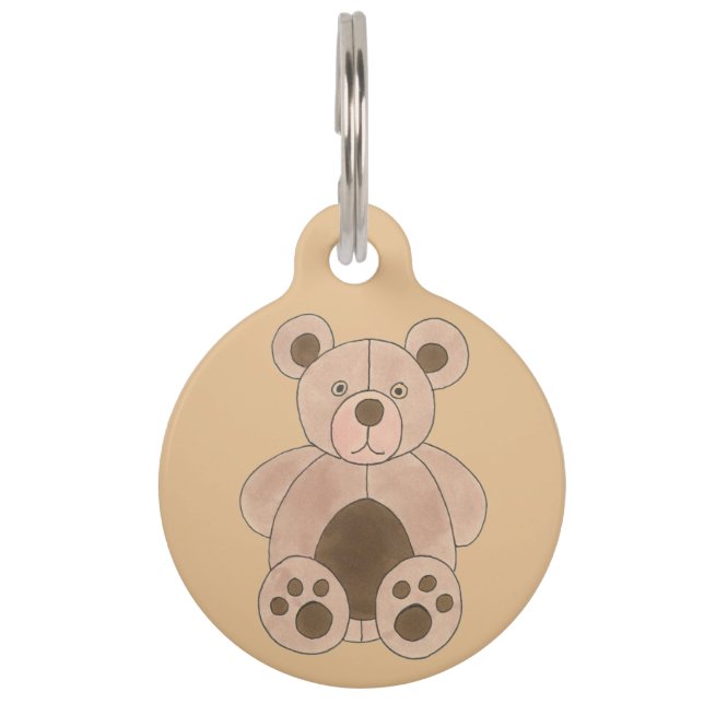 Médaillon Pour Animaux Mon nom est BEAR Brown Tan Teddy Plush Animal Toy (Devant)
