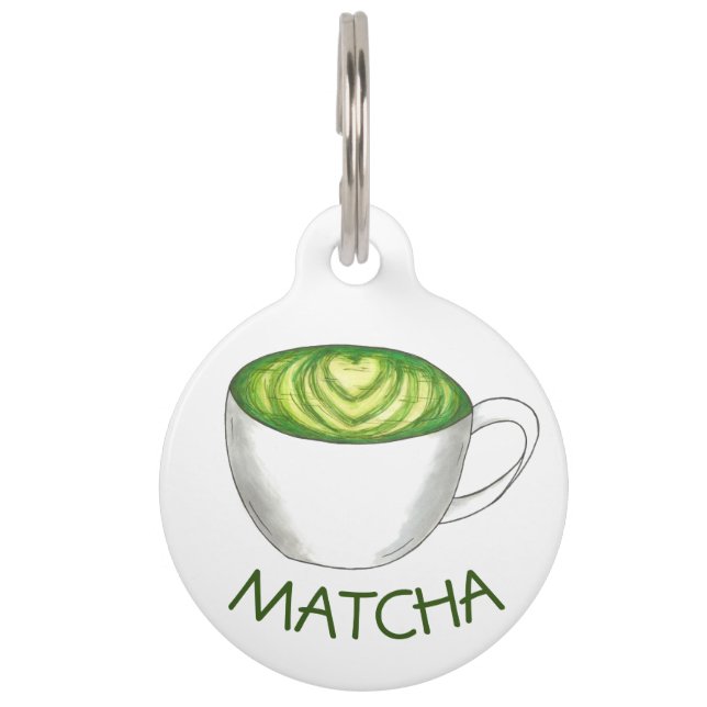 Médaillon Pour Animaux Mon Nom Est Matcha Green Tea Latte (Devant)