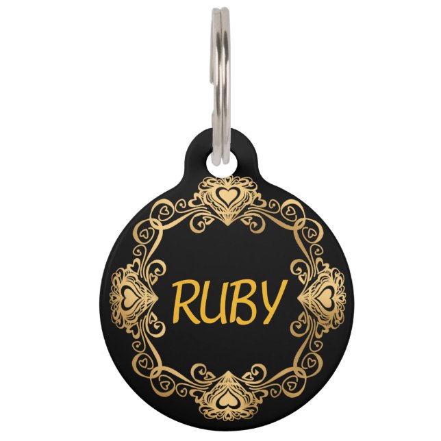 Médaillon Pour Animaux Mon papa/maman Dog Scroll Heart Numéro de téléphon (Devant)