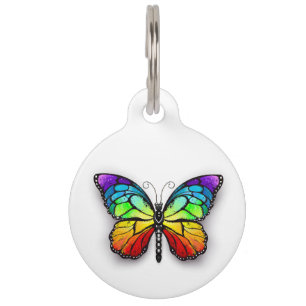 Médaillon Pour Animaux Monarque papillon arc-en-ciel