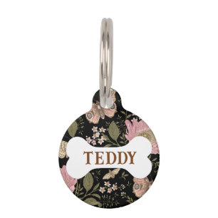 Médaillon Pour Animaux Monogramme botanique Fleur sauvage moderne et tend