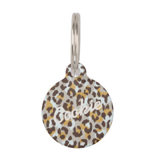 Médaillon Pour Animaux Monogramme brun coloré chic d'impression de