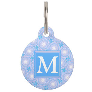 Médaillon Pour Animaux Monogramme Cercles bleu électrique motif