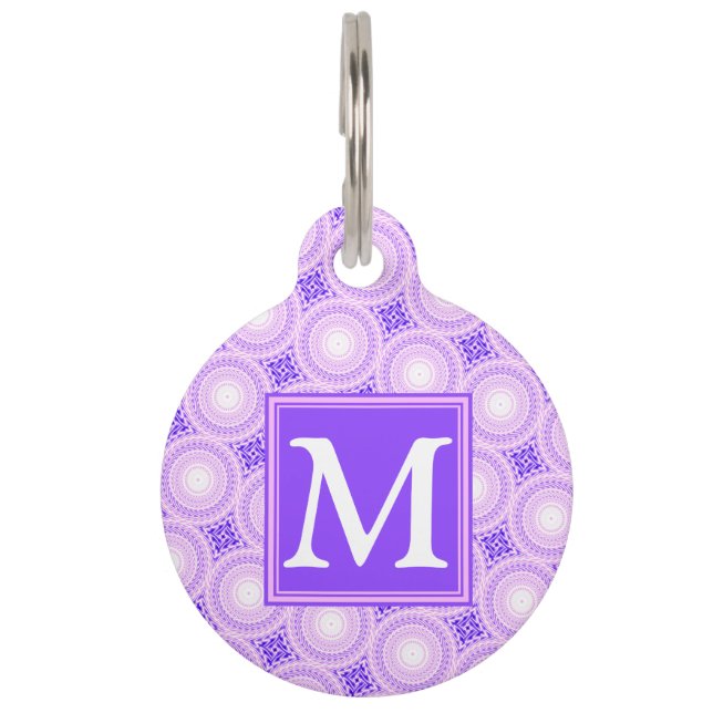 Médaillon Pour Animaux Monogramme cercles violets motif (Devant)