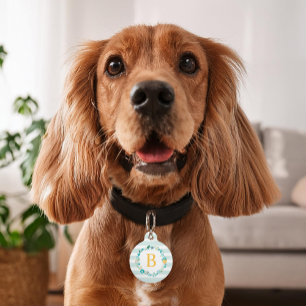 Médaillon Pour Animaux Monogramme de fleurs douces