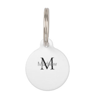 Médaillon Pour Animaux monogramme de lettre initiale simple ajoutez votre