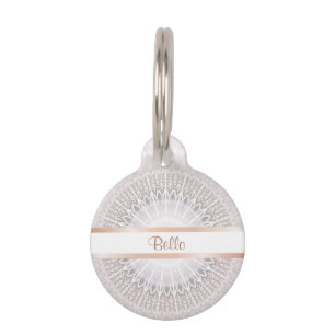 Médaillon Pour Animaux Monogramme de mandala d'or de rose de pastel