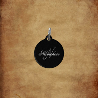 Médaillon Pour Animaux Monogramme de nom noir et blanc personnalisé uniqu
