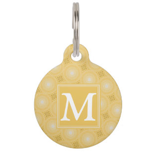 Médaillon Pour Animaux Monogramme jaune cercles motif