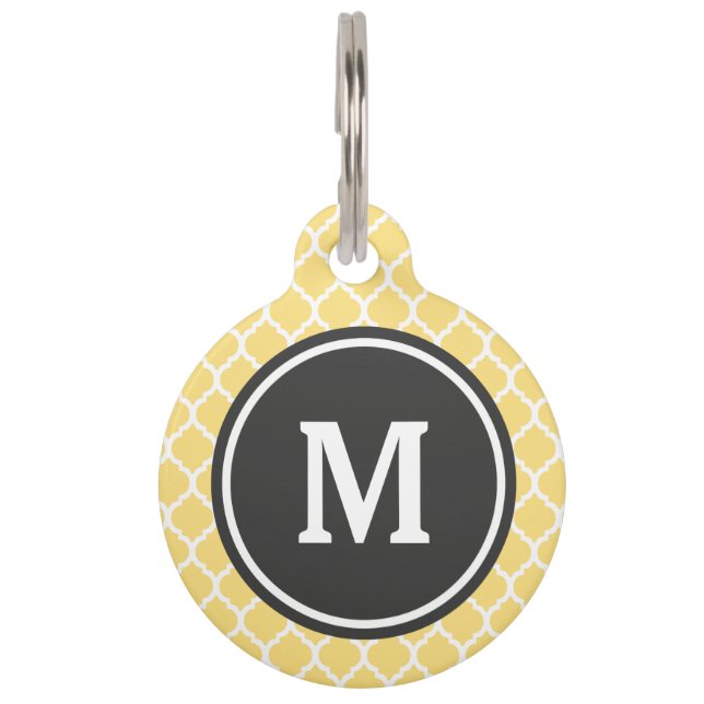 Médaillon Pour Animaux Monogramme jaune de Quatrefoil (Devant)