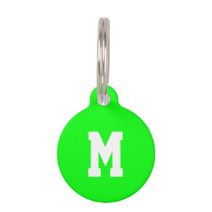Médaillon Pour Animaux Monogramme personnalisé néon initial vert chien in