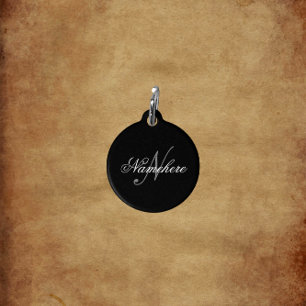 Médaillon Pour Animaux Monogramme personnalisé unique en noir et blanc