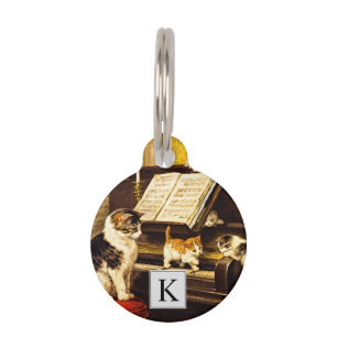 Médaillon Pour Animaux Monogramme Piano Leçon Mère Chat Cute Kittens