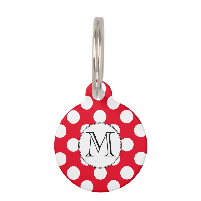 Médaillon Pour Animaux Monogramme Pointe Polka Cute Personnalisé Choisir  (Devant)