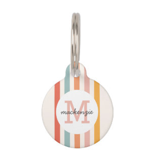 Médaillon Pour Animaux Monogramme Retro Grandes Colorées Personnalisées