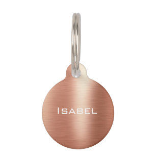 Médaillon Pour Animaux Monogramme Rose Gold Foil personnalisé Pet Tag