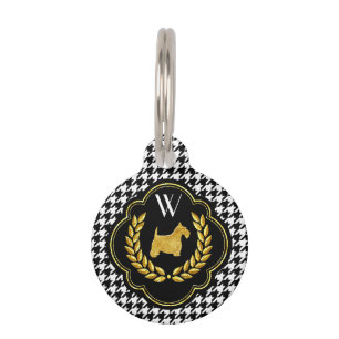 Médaillon Pour Animaux Monogramme Royal Scottie Houndstooth