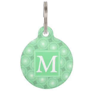 Médaillon Pour Animaux Monogramme vert ressort cercles motif