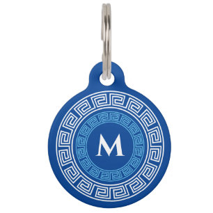 Médaillon Pour Animaux Monographie personnalisée de clé grecque ronde
